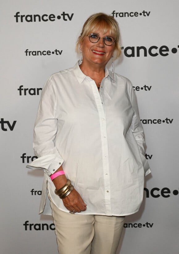 Catherine Matausch au photocall pour la conférence de presse de rentrée de France TV à la Grande Halle de la Villette à Paris, France, le 6 juillet 2022. © Coadic Guirec/Bestimage