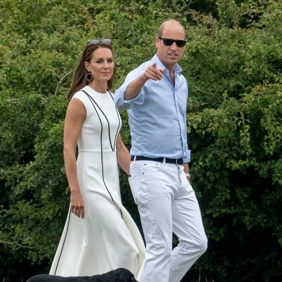 Le prince William et Kate Middleton - Match de polo caritatif Out-Sourcing Inc au Guards Polo Club, Smiths Lawn à Windsor, le 6 juillet 2022.