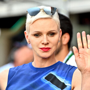 La princesse Charlene de Monaco lors de la journée des qualifications du Grand Prix de Monaco 2022 de F1, où le pilote monégasque de Ferrari, C.Leclerc, est en pôle position, à Monaco, le 28 mai 2022. © Bruno Bebert/Bestimage 