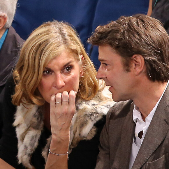 Michele Laroque et Francois Baroin assistent a l'Open Masters 1000 de Tennis Paris Bercy le 1er novembre 2013.