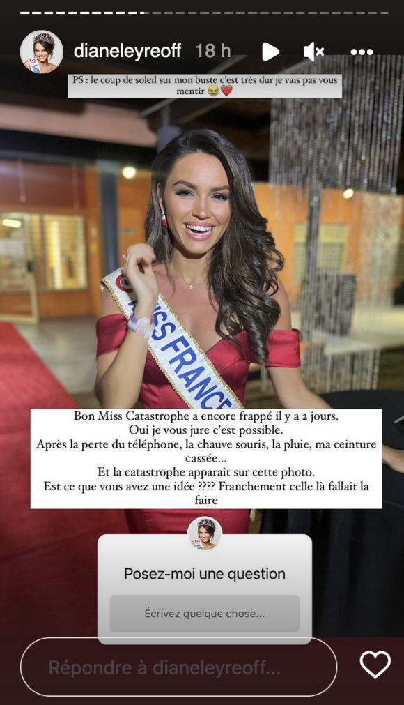 Diane Leyre (Miss France 2022) confie avoir vécu plusieurs petites catastrophes lors de son voyage en Guyanne - Instagram