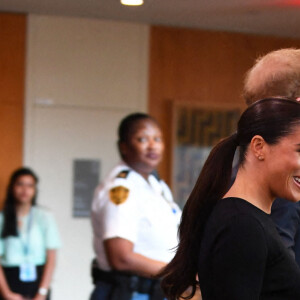 Le prince Harry, duc de Sussex et Meghan Markle, duchesse de Sussex, lors de la célébration du "Nelson Mandela International Day" au siège de l'ONU à New York. Le Prix Nelson Mandela des Nations Unies 2020 a été décerné à Mme Marianna V. Vardinoyannis de Grèce et au Dr Morissanda Kouyate de Guinée. New York, le 18 juillet 2022.