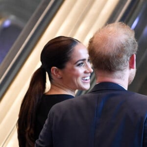 Le prince Harry, duc de Sussex et Meghan Markle, duchesse de Sussex, lors de la célébration du "Nelson Mandela International Day" au siège de l'ONU à New York. Le Prix Nelson Mandela des Nations Unies 2020 a été décerné à Mme Marianna V. Vardinoyannis de Grèce et au Dr Morissanda Kouyate de Guinée. New York, le 18 juillet 2022.