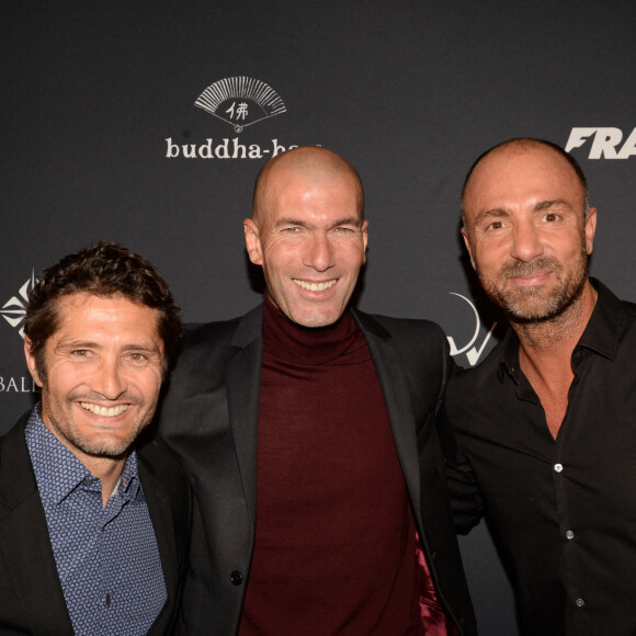 Semi-Exclusif - Bixente Lizarazu, Zinedine Zidane, Christophe Dugarry - A l'occasion des 20 ans de la victoire de l'équipe de France, les bleus 98 se sont rendus à un dîner organisé au Buddha Bar avec tous les joueurs et leur famille le 11 juin 2018. © Rachid Bellak/Bestimage