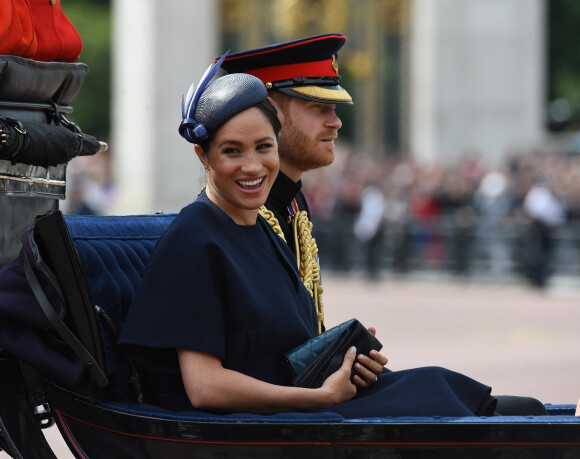 Le prince Harry, duc de Sussex, et Meghan Markle, duchesse de Sussex - La parade Trooping the Colour 2019, célébrant le 93ème anniversaire de la reine Elisabeth II, au palais de Buckingham, Londres, le 8 juin 2019. 