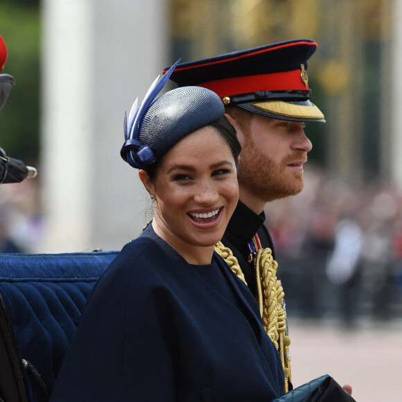 Le prince Harry, duc de Sussex, et Meghan Markle, duchesse de Sussex - La parade Trooping the Colour 2019, célébrant le 93ème anniversaire de la reine Elisabeth II, au palais de Buckingham, Londres, le 8 juin 2019. 