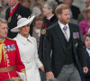 Le prince Harry, duc de Sussex, et Meghan Markle, duchesse de Sussex, lors de la messe célébrée à la cathédrale Saint-Paul de Londres, dans le cadre du jubilé de platine (70 ans de règne) de la reine Elisabeth II d'Angleterre. Londres, le 3 juin 2022. 
