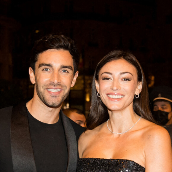Exclusif - Rachel Legrain-Trapani (Miss France 2007) et son compagnon Valentin Léonard - Arrivées lors de la 10ème édition du "Global Gift Gala 2021" à l'hôtel Four Seasons Hotel George V à Paris le 30 octobre 2021. © Tiziano da Silva/Bestimage