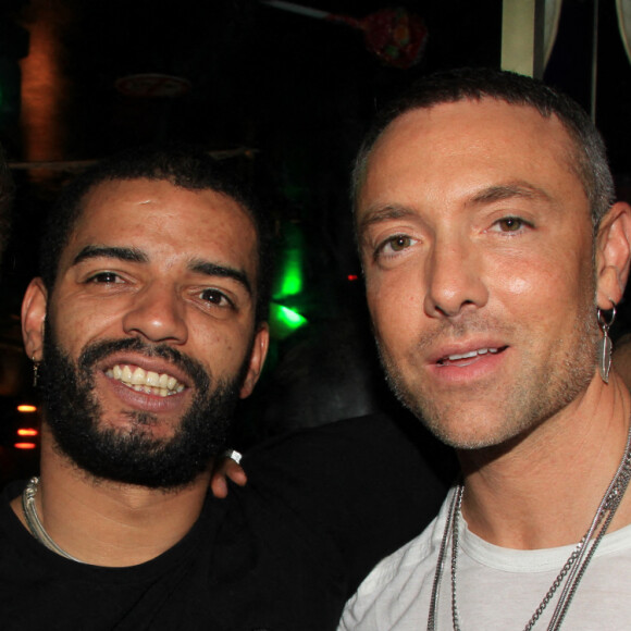 Rayane Bensetti, Brahim Zaibat et Maxime Dereymez lors d'une soirée à la discothèque "LE BAZAÄR" à Paris, France, le 14 mai 2022. © Philippe Baldini/Bestimage