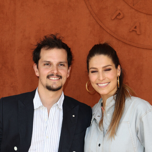 Laury Thilleman (Miis France 2011) et son compagnon Juan Arbelaez au village lors des internationaux de tennis de Roland Garros à Paris, France, le 1 juin 2019. © Jacovides-Moreau/Bestimage 