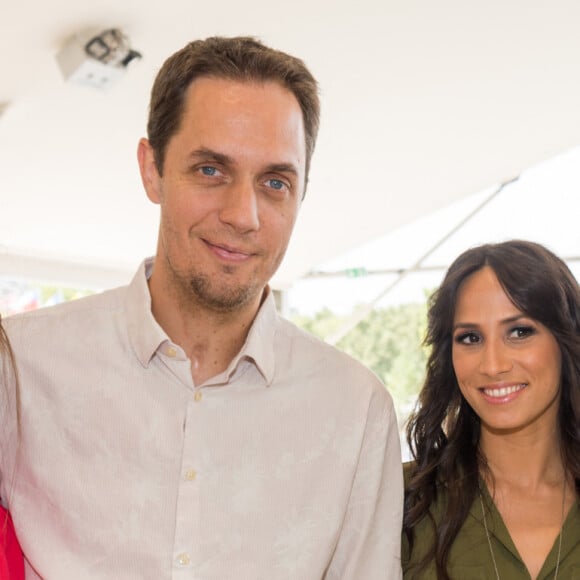 Grand Corps malade (Fabien Marsaud) et sa femme Julia avec Tony Parker et sa femme Axelle Francine - People lors du Longines Paris Eiffel Jumping au Champ-de-Mars à Paris, le 5 juillet 2015. 