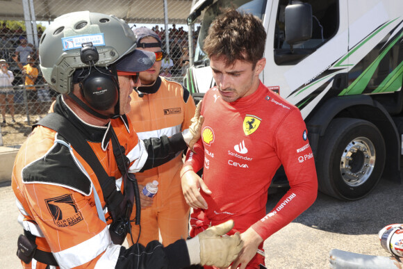 Charles Leclerc contraint d'abandonner suite à une sortie de piste lors du Grand Prix de France de Formule 1 (F1) au Castellet, le 24 juillet 2022. © Hoch Zwei via Zuma Press/Bestimage
