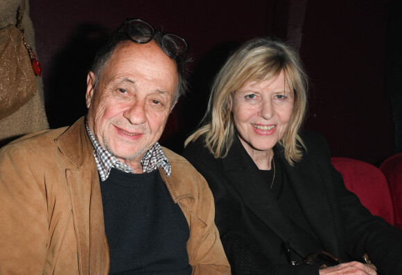 Exclusif - Chantal Ladesou et son mari Michel Ansault au théâtre de La Gaité Montparnasse à Paris, le 6 avril 2022. © Coadic Guirec/Bestimage