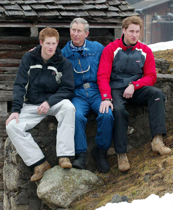 Le prince Harry, duc de Sussex, le prince William, duc de Cambridge, Le prince Charles, prince de Galles en 2005