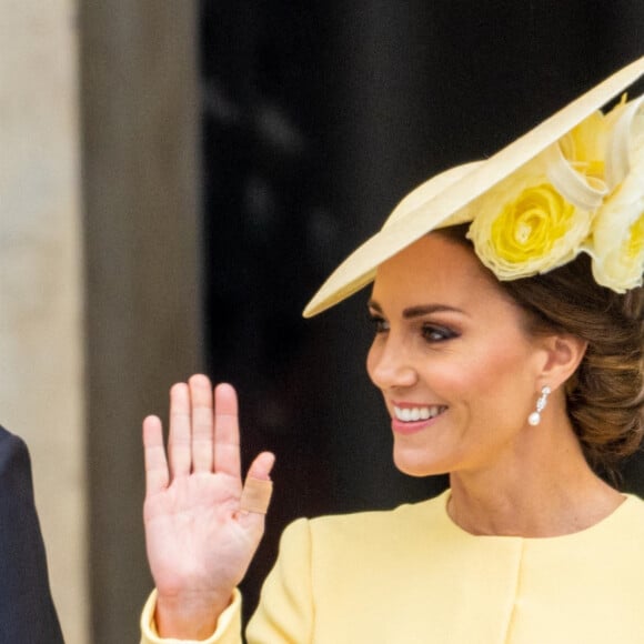 Catherine (Kate) Middleton, duchesse de Cambridge - Les membres de la famille royale et les invités lors de la messe célébrée à la cathédrale Saint-Paul de Londres, dans le cadre du jubilé de platine (70 ans de règne) de la reine Elisabeth II d'Angleterre. Londres, le 3 juin 2022. 