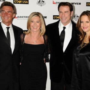 John Easterling, sa femme Olivia Newton-John, John Travolta, sa femme Kelly Preston en 2011 à Los Angeles