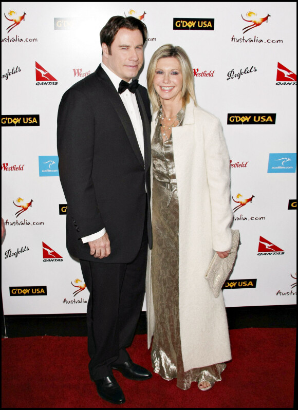 Olivia Newton-John et John Travolta lors d'un gala à Hollywood pour la semaine de l'Australie en 2008
