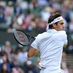 Roger Federer (Sui) - N. Djokovic, R. Federer sur le gazon du tournoi de tennis de Wimbledon, le 7 juillet 2021. © Antoine Couvercelle / Panoramic / Bestimage