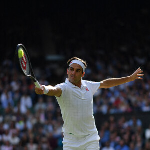 Roger Federer (Sui) - N. Djokovic, R. Federer sur le gazon du tournoi de tennis de Wimbledon, le 7 juillet 2021. © Antoine Couvercelle / Panoramic / Bestimage