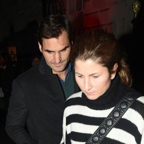 Exclusif - Roger Federer et sa femme Mirka quittent le club Annabel à Londres le 12 novembre 2018.
