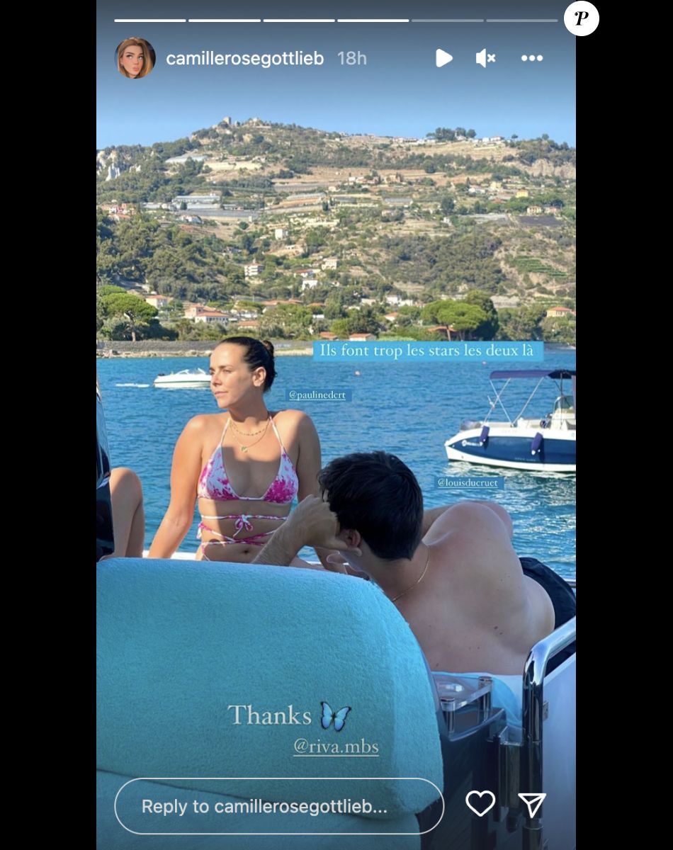 Camille Gottlieb : journée bateau avec Louis et Pauline Ducruet, le jeudi 4 août 22