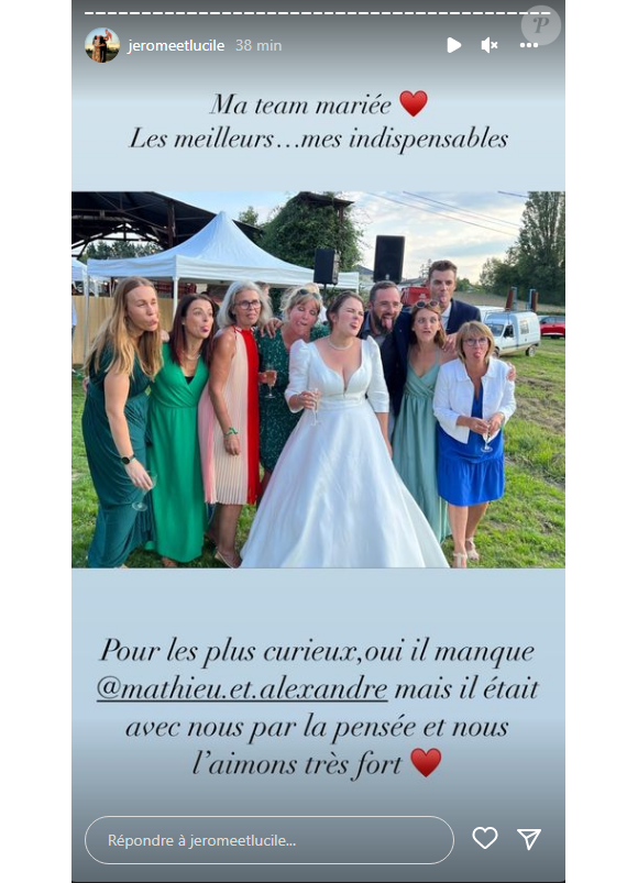 Lucile et Jérôme ("L'amour est dans le pré") révèlent l'absence de Mathieu à leur mariage - Instagram
