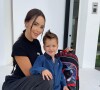 Nabilla pose avec son fils Milann à l'occasion de sa rentrée à l'école maternelle, le 30 août 2022.