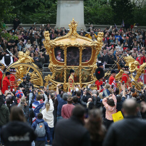 Illustration du carrosse de la reine lors de la parade devant le palais de Buckingham, à l'occasion du jubilé de la reine d'Angleterre. Le 5 juin 2022