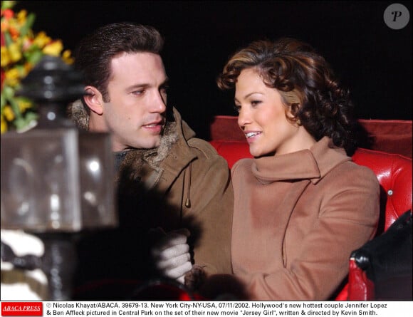 Jennifer Lopez et Ben Affleck sur le tournage de Jersey Girl en 2002