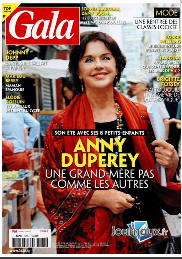 Anny Duperey fait la une du magazine "Gala".