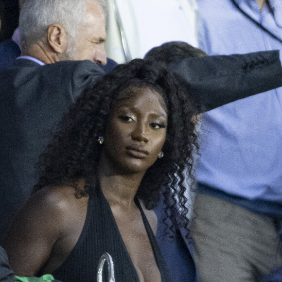 Aya Nakamura - People assistent au match aller de la Ligue des Champions entre le Paris Saint-Germain contre la Juventus (2-1) au Parc des Princes à Paris le 6 septembre 2022.