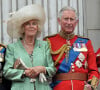 Camilla Parker-Bowles, duchesse de Cornouailles, le prince Charles, prince de Galles - La famille royale d'Angleterre au balcon lors de la "Trooping the Colour Ceremony" au palais de Buckingham à Londres, qui célèbre l'anniversaire officiel de la reine. 