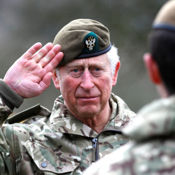 Le prince Charles, prince de Galles, rend visite au 1er bataillon du "Mercian Regiment" à Salisbury le 9 février 2018. 