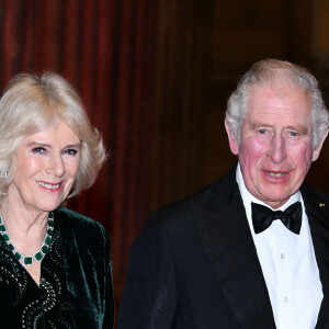 Le prince Charles et Camilla Parker Bowles, duchesse de Cornouailles, à leur arrivée à la soirée "The British Asian Trust" au British Museum à Londres. Le 9 février 2022 