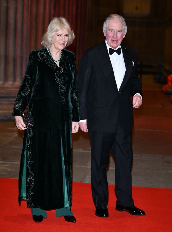 Le prince Charles et Camilla Parker Bowles, duchesse de Cornouailles, à leur arrivée à la soirée "The British Asian Trust" au British Museum à Londres. Le 9 février 2022 