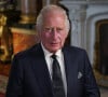 Le roi Charles III d'Angleterre prononce son discours à la nation et au Commonwealth depuis le palais de Buckingham à Londres, Royaume Uni. 