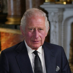 Le roi Charles III d'Angleterre prononce son discours à la nation et au Commonwealth depuis le palais de Buckingham à Londres, Royaume Uni, le 9 septembre 2022. 