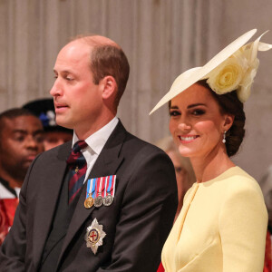 Le prince William, duc de Cambridge, et Catherine (Kate) Middleton, duchesse de Cambridge - - Les membres de la famille royale et les invités lors de la messe célébrée à la cathédrale Saint-Paul de Londres, dans le cadre du jubilé de platine (70 ans de règne) de la reine Elisabeth II d'Angleterre. Londres. 