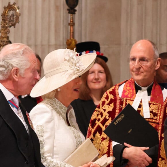 Le prince William, duc de Cambridge, et Catherine (Kate) Middleton, duchesse de Cambridge, Le prince Charles, prince de Galles, et Camilla Parker Bowles, duchesse de Cornouailles - - Les membres de la famille royale et les invités lors de la messe célébrée à la cathédrale Saint-Paul de Londres, dans le cadre du jubilé de platine (70 ans de règne) de la reine Elisabeth II d'Angleterre. Londres, le 3 juin 2022. 