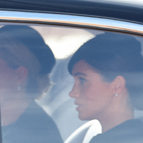 Meghan Markle, duchesse de Sussex, pendant la procession du cercueil de la reine de Buckingham à Westminster Hall à Londres le 14 septembre 2022. Photo by Stephen Lock/I-images/ABACAPRESS.COM