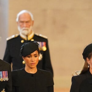 Le prince Harry, duc de Sussex, Meghan Markle, duchesse de Sussex, le prince de Galles William, Kate Catherine Middleton, princesse de Galles - Intérieur - Procession cérémonielle du cercueil de la reine Elisabeth II du palais de Buckingham à Westminster Hall à Londres. Le 14 septembre 2022