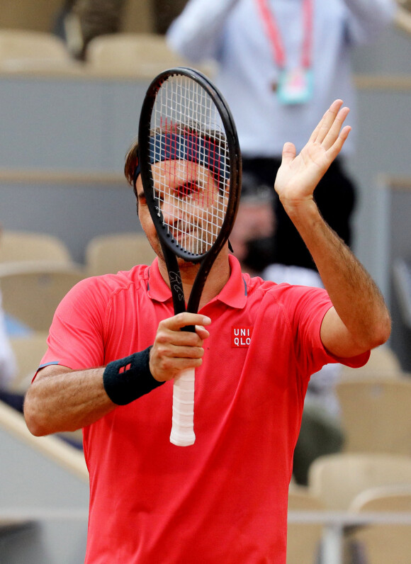 Roger Federer, vainqueur du 2ème tour, lors du tournoi de tennis de Roland Garros à Paris. Le 3 juin 2021 © Dominique Jacovides / Bestimage 