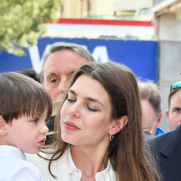 Charlotte Casiraghi et son fils Raphaël, le prince Albert II de Monaco, Louis Ducruet - Grand Prix de Formule E à Monaco le 13 mai 2017. © Michael Alesi / Bestimage 
