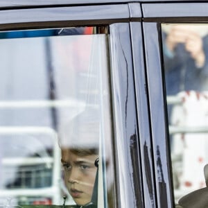 Le prince George de Galles, Catherine (Kate) Middleton, princesse de Galles, La princesse Charlotte de Galles - Arrivées au service funéraire à l'Abbaye de Westminster pour les funérailles d'Etat de la reine Elizabeth II d'Angleterre. Le sermon est délivré par l'archevêque de Canterbury Justin Welby (chef spirituel de l'Eglise anglicane) au côté du doyen de Westminster David Hoyle. Londres, le 19 septembre 2022 © Moreau / Jacovides / Bestimage