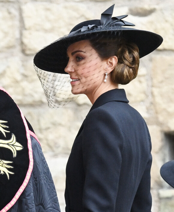 Catherine, princesse de Galles - Arrivées au service funéraire à l'Abbaye de Westminster pour les funérailles d'Etat de la reine Elizabeth II d'Angleterre. Le sermon est délivré par l'archevêque de Canterbury Justin Welby (chef spirituel de l'Eglise anglicane) au côté du doyen de Westminster David Hoyle.