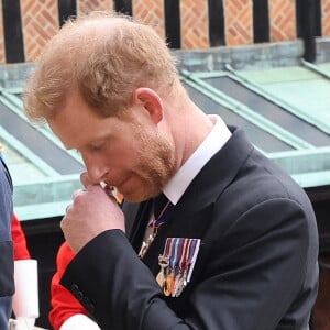 Le prince Harry, duc de Sussex - Arrivée à la cérémonie funèbre en la Chapelle Saint-Georges pour les funérailles d'Etat de la reine Elizabeth II d'Angleterre. 