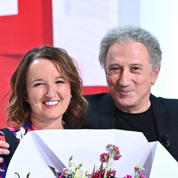 Exclusif - Anne Roumanoff et Michel Drucker - Enregistrement de l'émission "Vivement Dimanche" au Studio Gabriel, présentée par M.Drucker et diffusée le 25 septembre sur France 3 © Guillaume Gaffiot / Bestimage