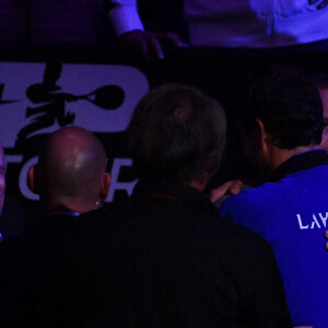 Roger Federer (Sui) et Severin Luthi - Tennis : Roger Federer, tire sa révérence en larmes, lors de Laver Cup à l'O2 Arena de Londres le 23 septembre 2022. La paire Federer/Nadal (Europe) s'est inclinée face à Sock/Tiafoe (Reste du monde) 4-6, 7-6 (7/2), 11-9. © Antoine Couvercelle / Panoramic / Bestimage 