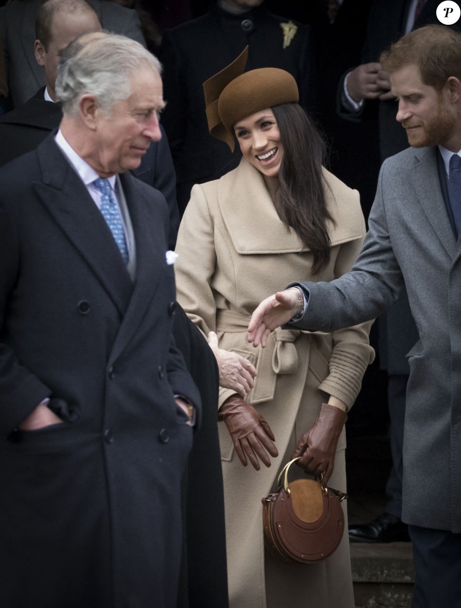 Meghan Markle et son fiancé le prince Harry, le prince Charles - La famille royale d&#039;Angleterre arrive à la messe de Noël à l&#039;église Sainte-Marie-Madeleine à Sandringham, le 25 décembre 2017.   