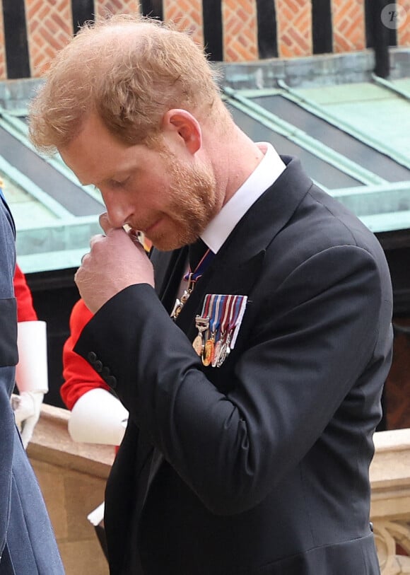 Le prince Harry, duc de Sussex - Arrivée à la cérémonie funèbre en la Chapelle Saint-Georges pour les funérailles d'Etat de la reine Elizabeth II d'Angleterre.